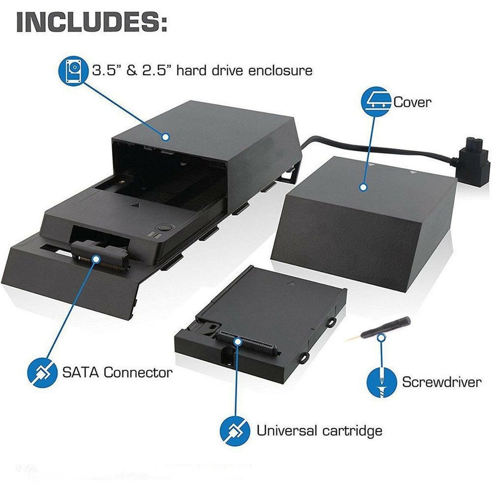 Black External 3.5" 2.5" Hard Drive External Box Disk Case Data For Sony PS4 A