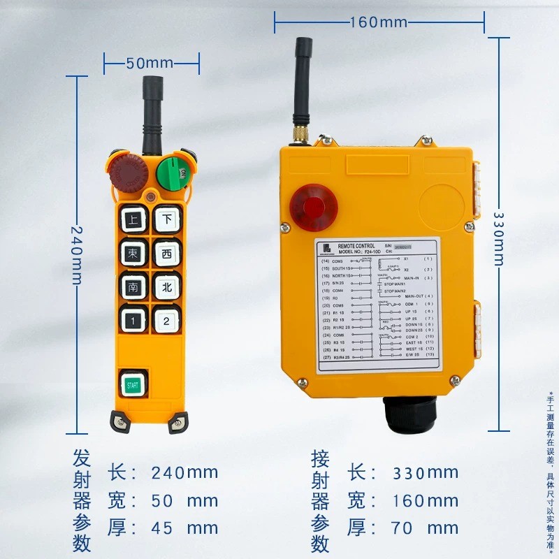 F24-8D wireless remote control with two transmitters and one receiver 12-72V