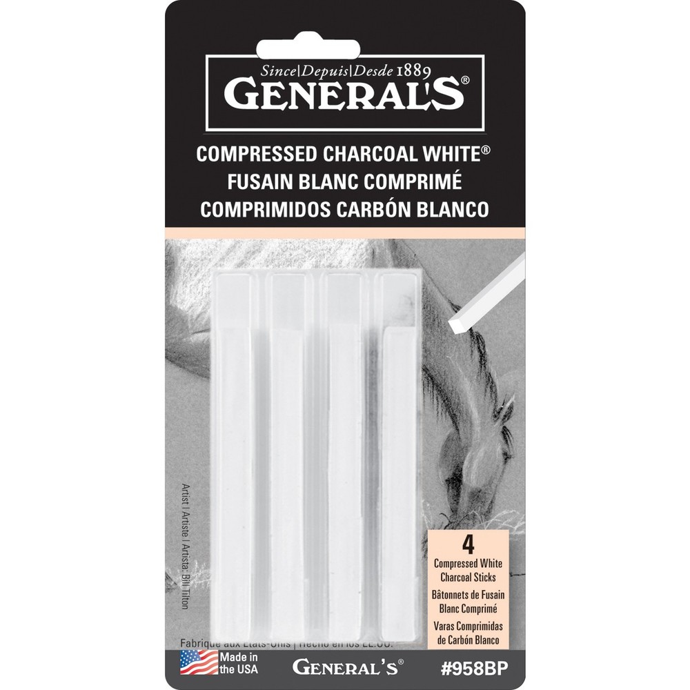 Compressed Charcoal Sticks 4/Pkg White - 2B, 4B & 6B