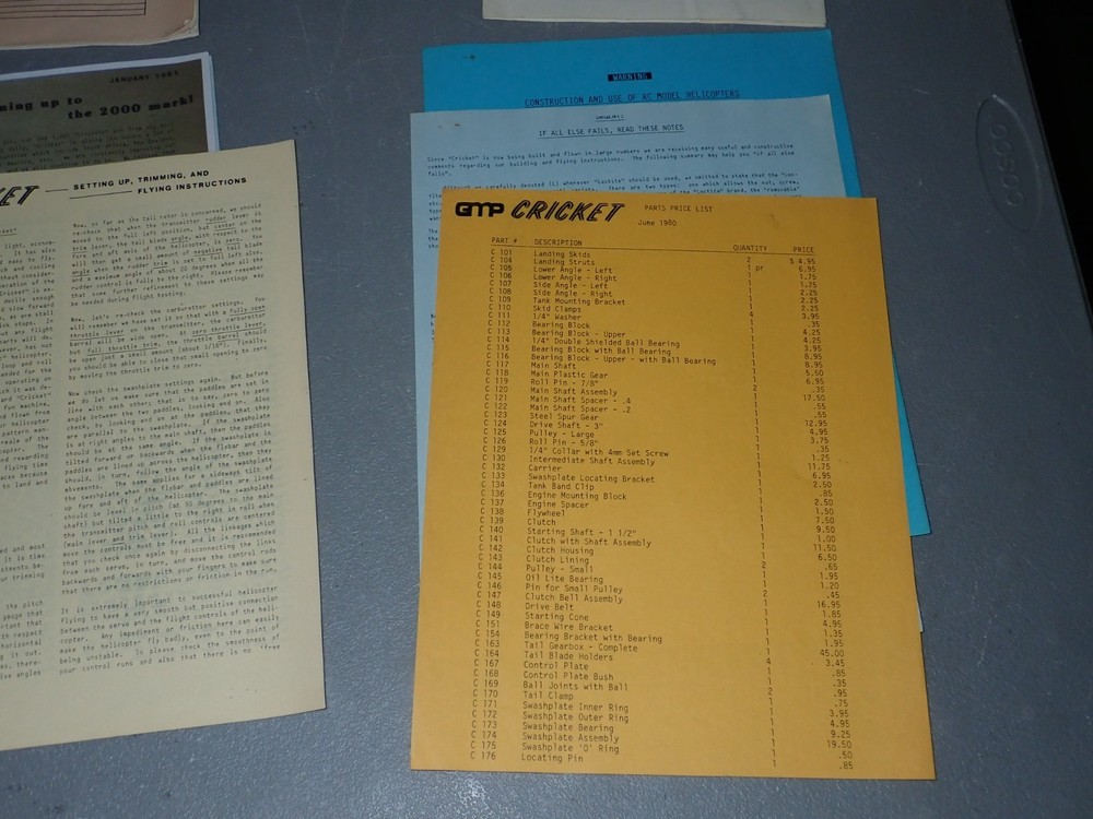 Gorham Cricket 25 RC Helicopter Assembly Instruction Manual