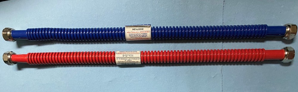 Water Heater Connector Set 3/4FIP x 3/4FIP x 24", Two Coated Stainless Steel