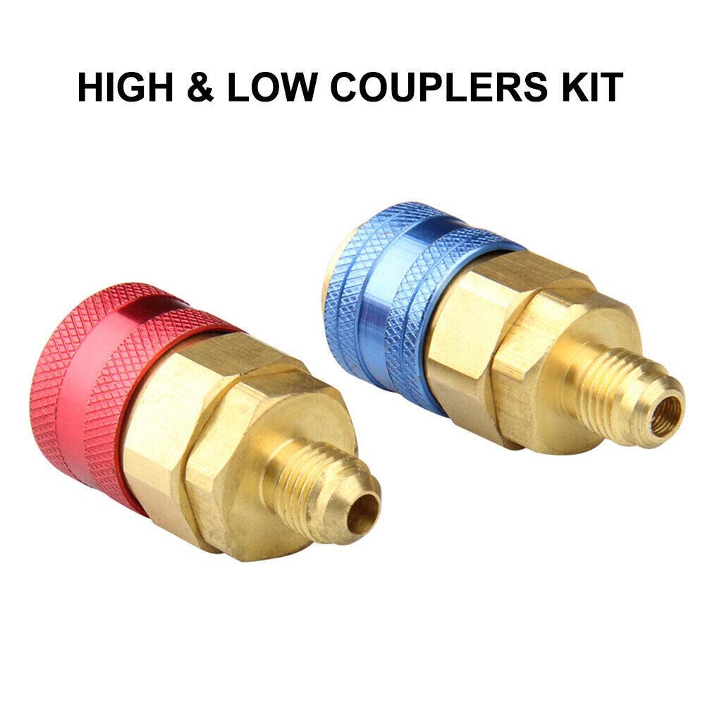 A/C Quick Coupler Adapter Adjustable High Low Side AC HVAC Freon Conversion Kit