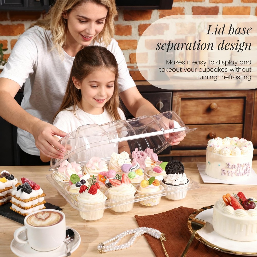 12 Pack Dozen Cupcake Containers with 144 Liners Stackable Carrier 12 Count