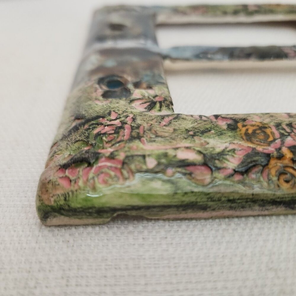 Decorative double light switch plate cover floral pattern Ceramic Hand Painted