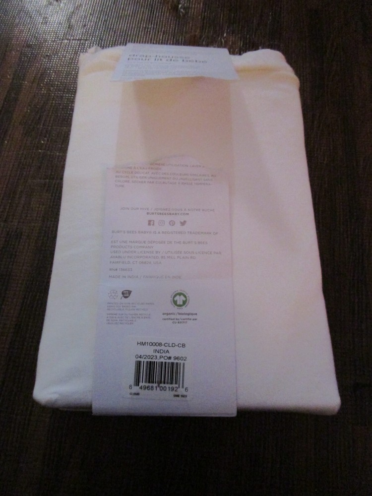 Burts Bees Baby Solid Fitted Crib Sheet Organic Cotton Cloud Crib Sheet New