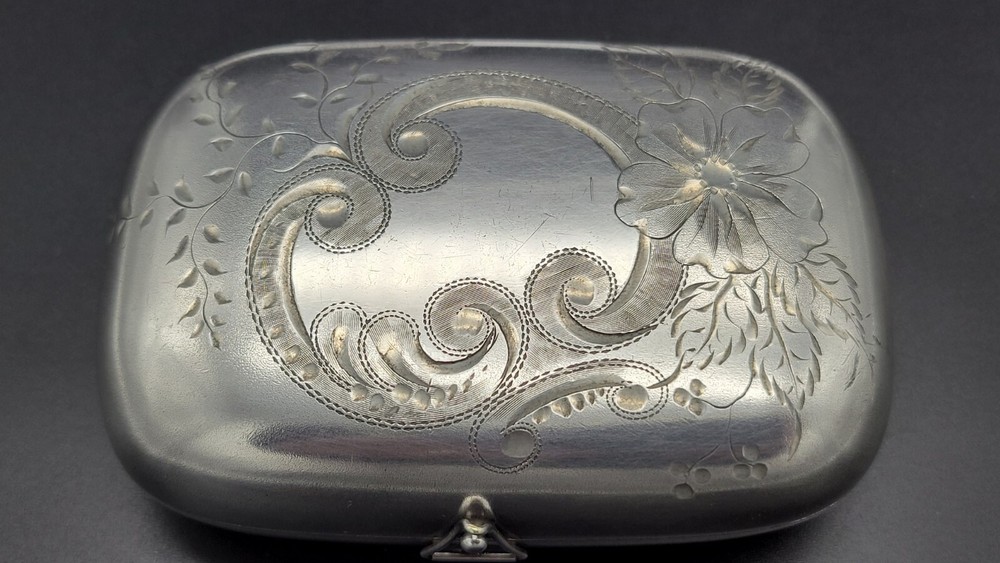 Antique Sterling Silver Engraved Floral Soap Case