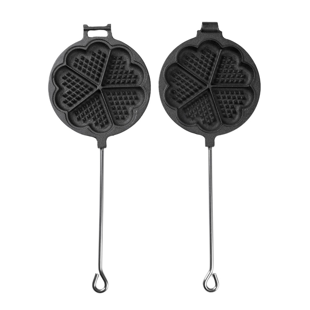 Cast Iron Waffle Maker with Handle Hoder and Basting Brush