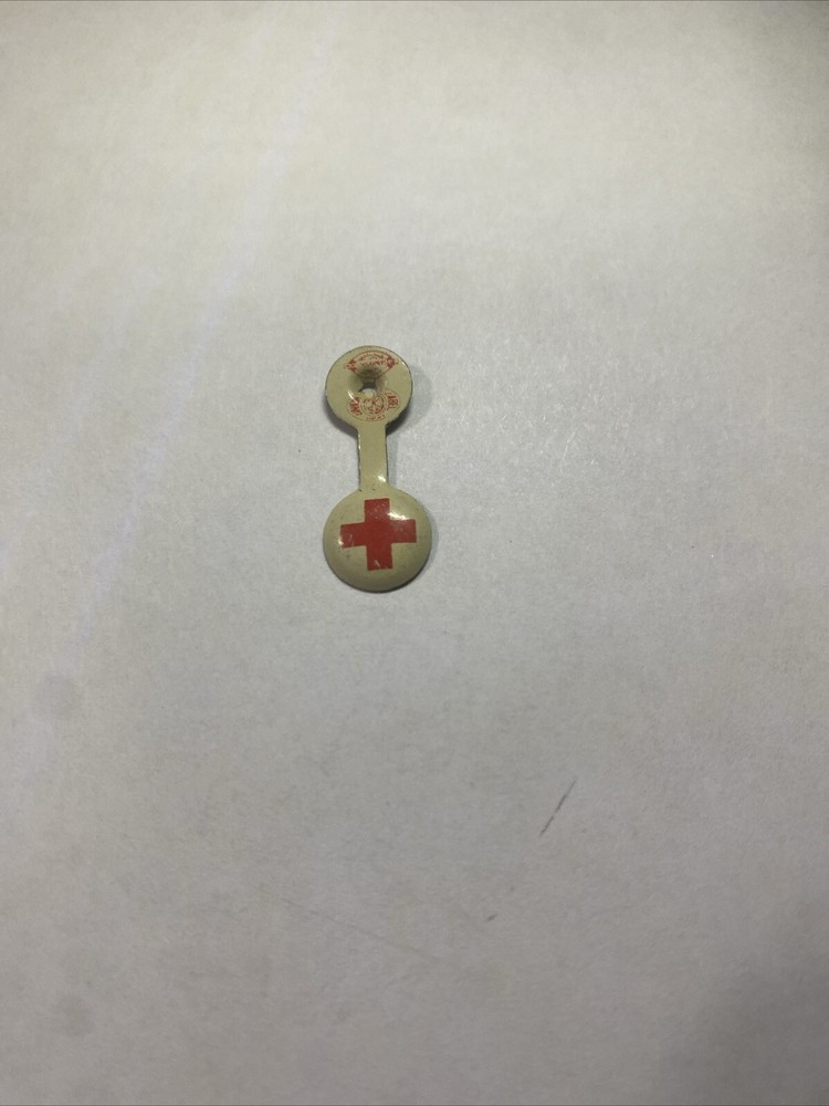 Vintage Red Cross Tab Pin Union Made Unused