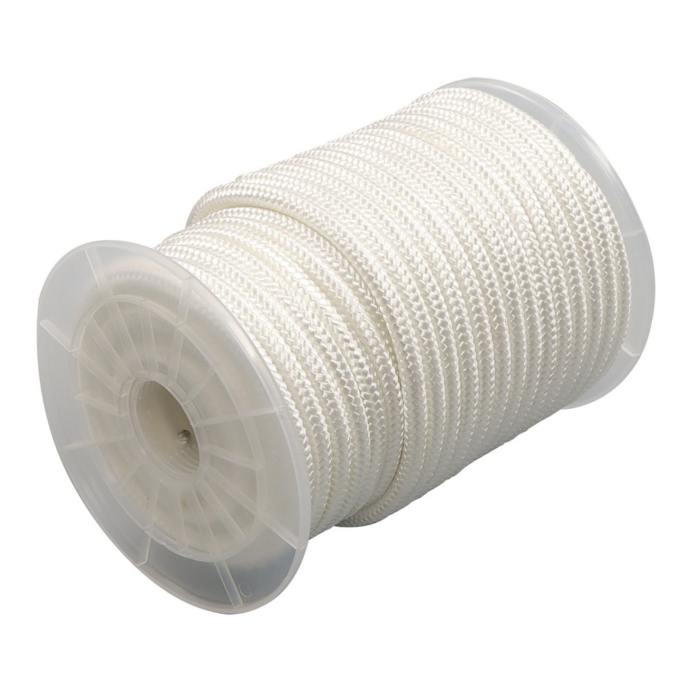 White 3/8 Inch Nylon Rope 100 Foot Spool 100% Nylon Solid Braid Rope Dyeable