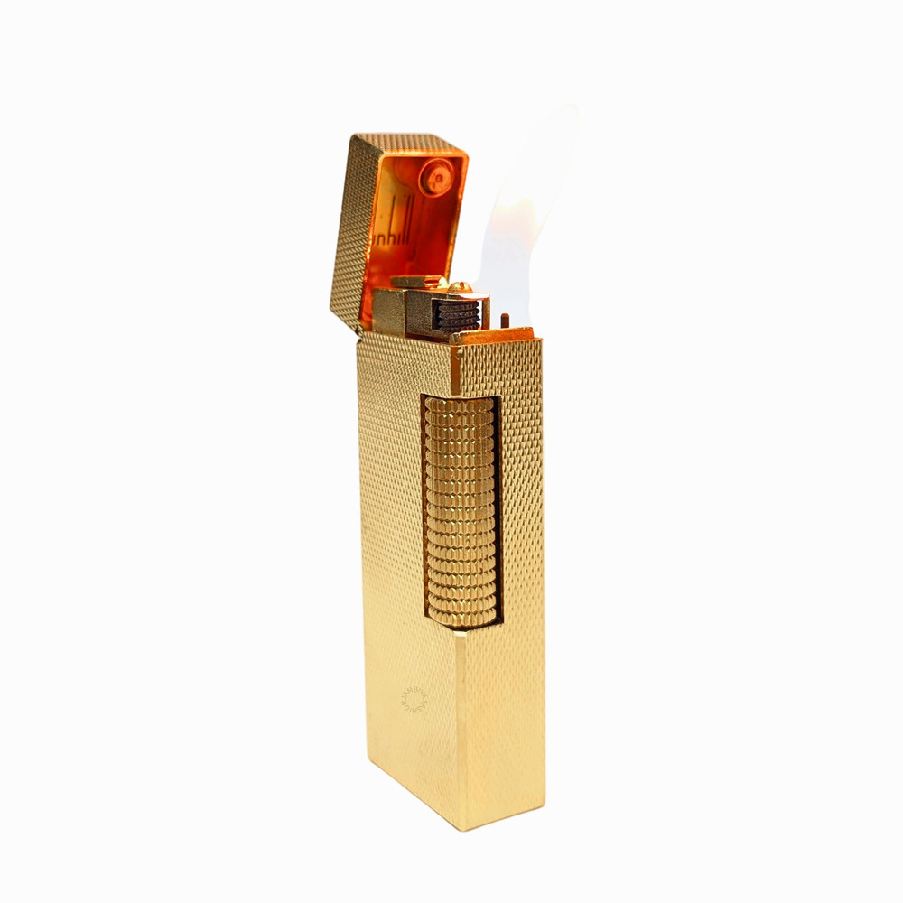 Dunhill Rollagas Barley Pattern Lighter Gold-Plated Swiss Made 90s Fully Working