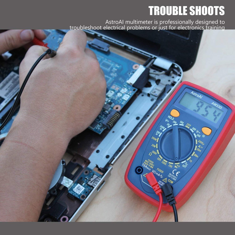 AstroAI Multimeter Tester 2000 Counts Digital with DC AC Red