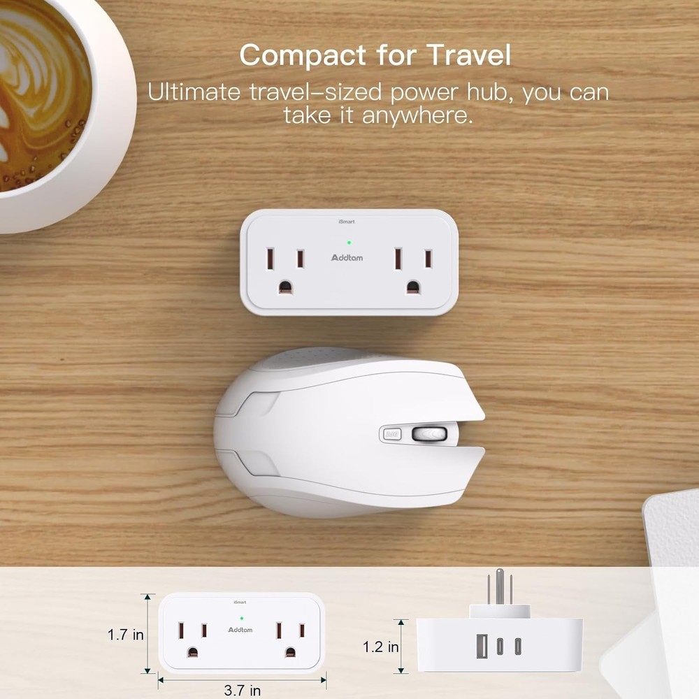 Surge Protector Extender 4 Outlets, 2 USB-C 3 USB, 3-Sided Wall Plug for Home