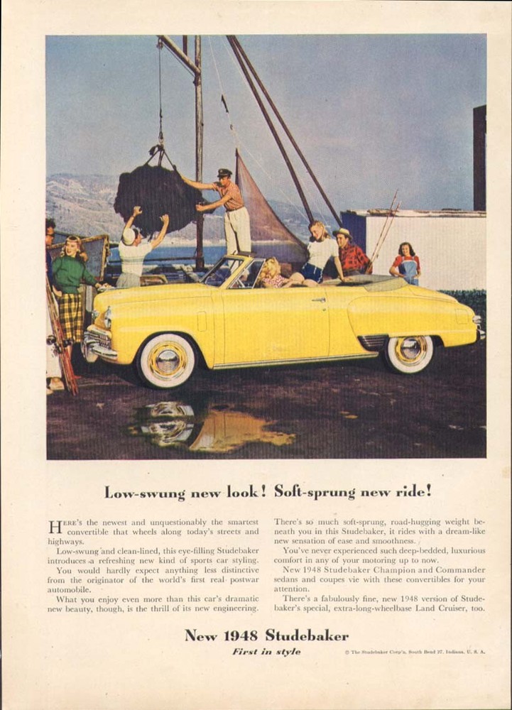 Low-slung look Soft-sprung ride Studebaker ad 1948