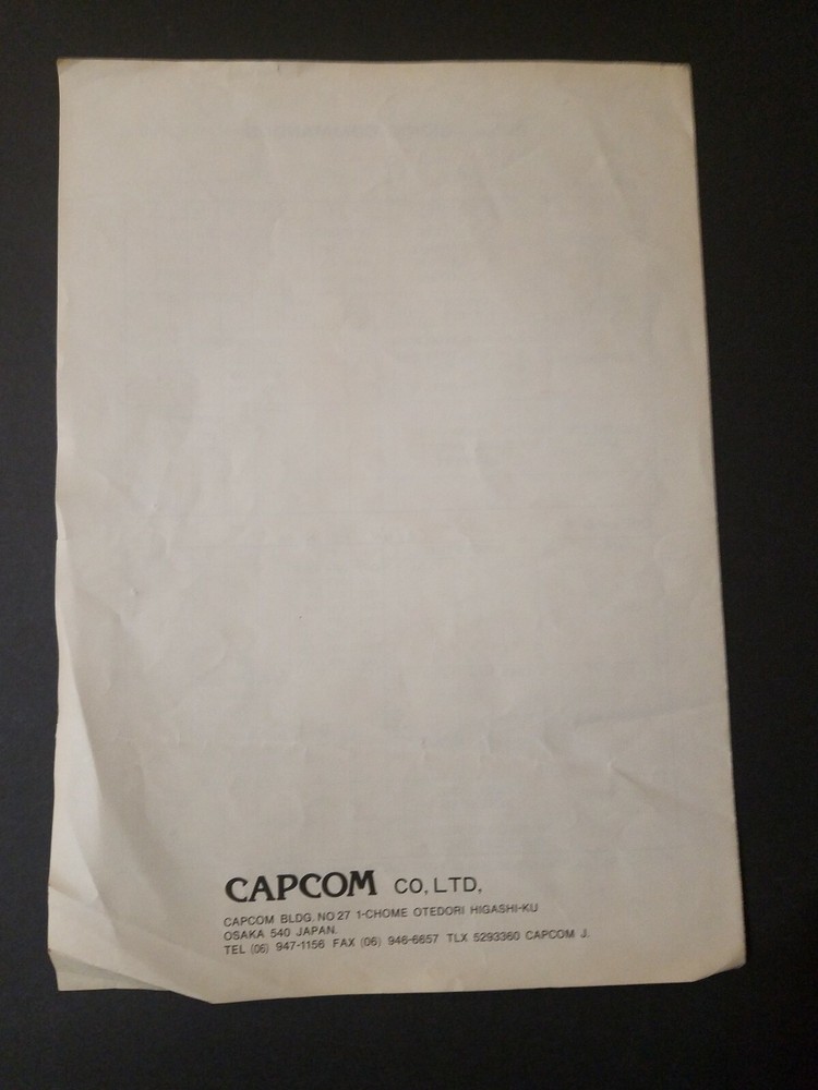 VINTAGE Original Bionic Commandos Capcom Arcade User Manual - Complete