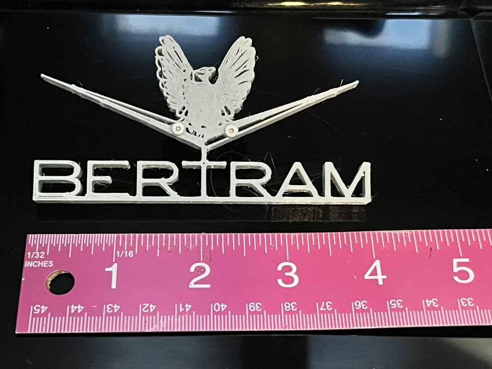 Single Plastic Bertram Exterior Emblem (Early Type) 3d Printed