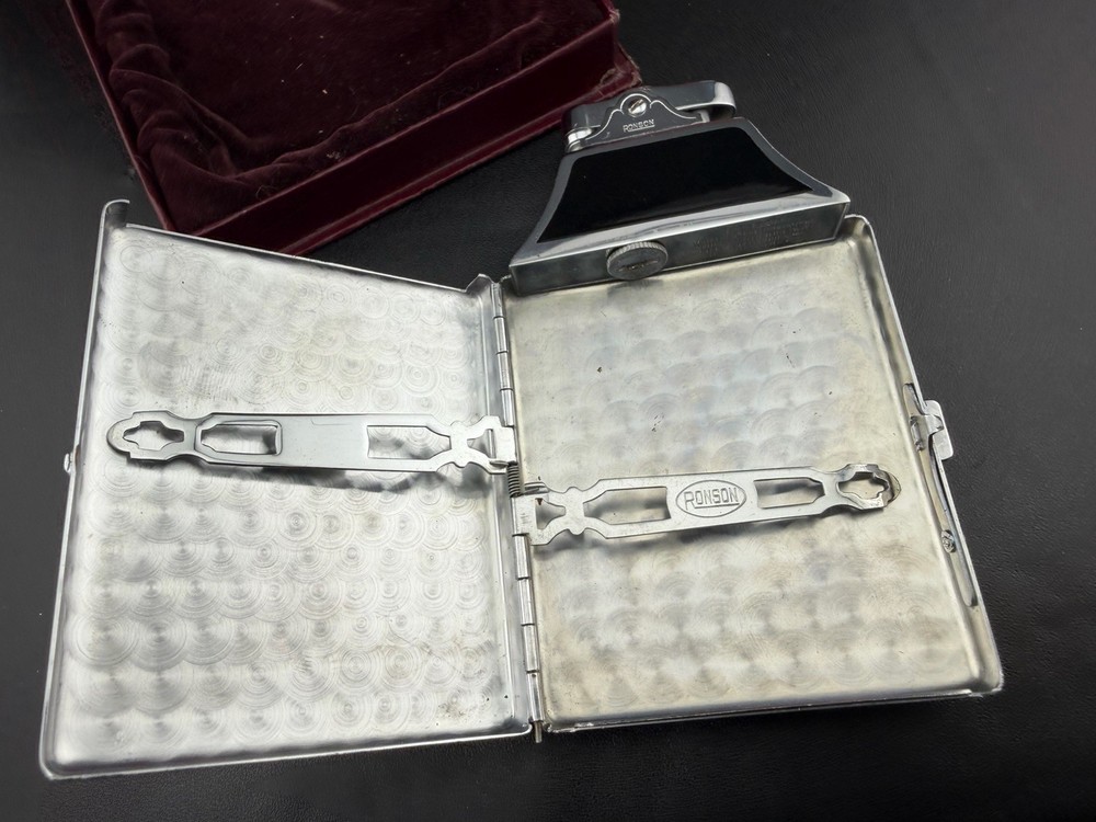 Ronson Mastercase Cigarette Case Lighter Combo Black Enamel Art Deco UNTESTED