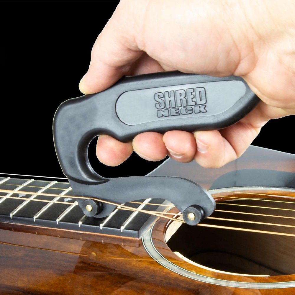 Guitar String Stretcher, Ergonomic Handle with Roller Wheels, Black