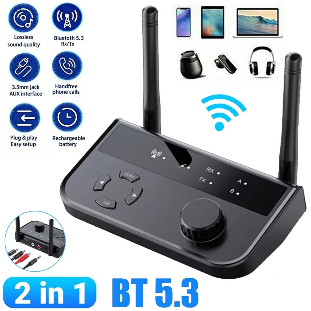 Bluetooth 5.3 Transmitter Receiver Long Range For TV Home Stereo Audio Adapter