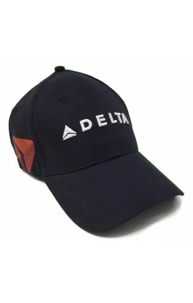 Delta Airlines Black Red White Embroidered Widget Adjustable Baseball Cap Hat