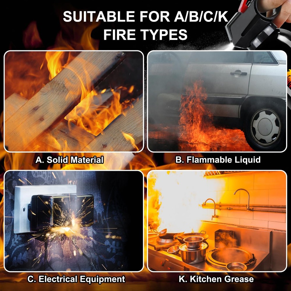 Fire Extinguishers with Mount Bracket - 3 Pack Small Portable Fire Extinguish...