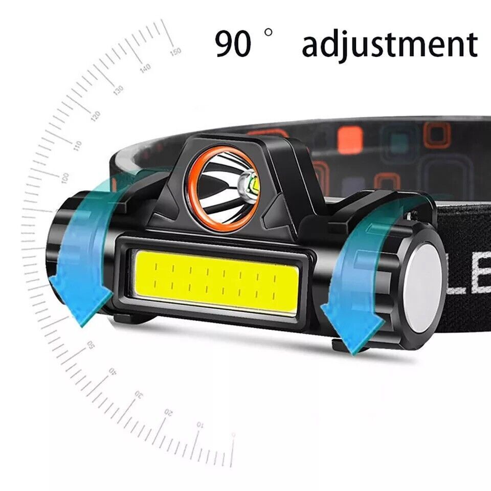 USB Rechargeable Waterproof LED Headlamp Headlight Head Light Flashlight 2 Modes