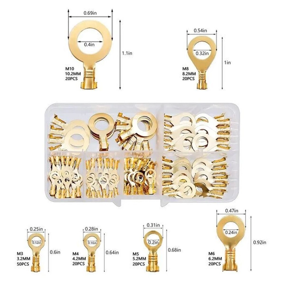 150/540pcs Ring Type Cable Bare Terminals Crimp Non-insulated Wire Connectors