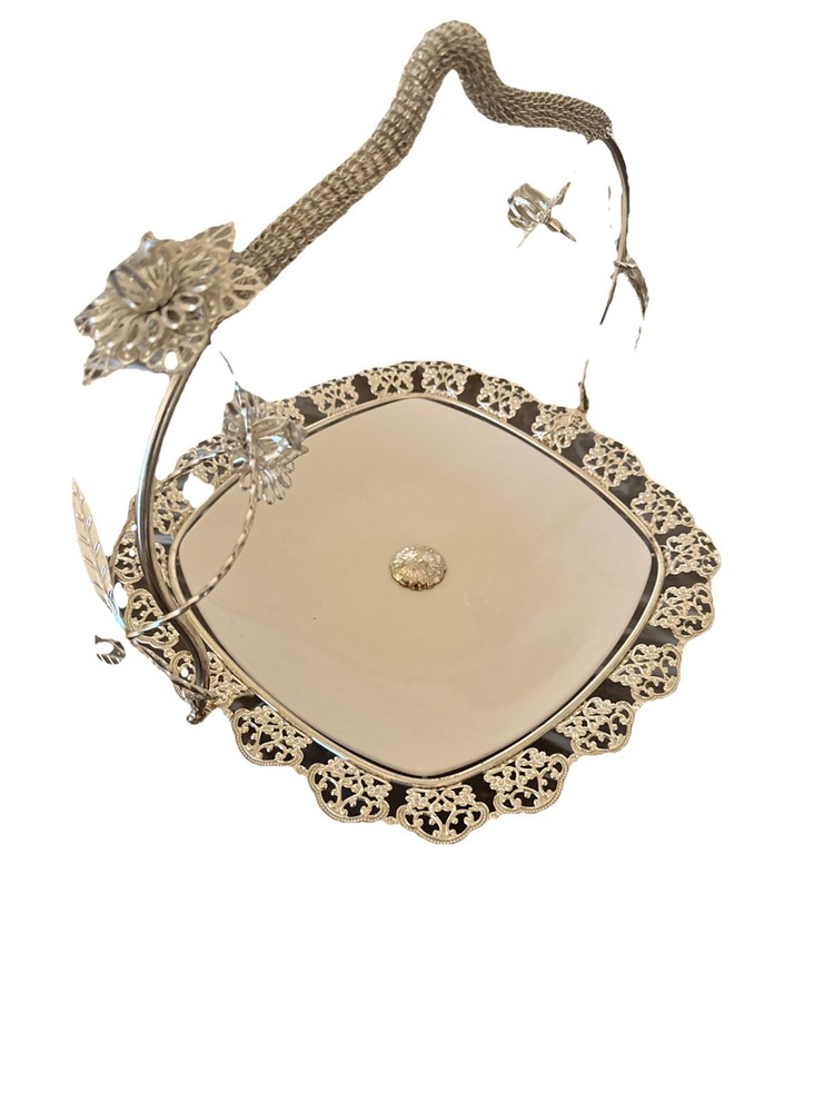 Vintage Silver Plated Serving Dish With Holder