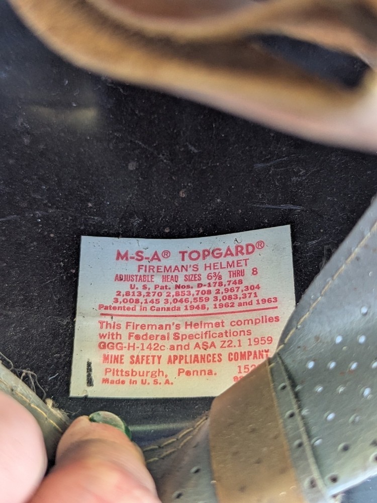 Firefighter Fireman's Helmet Engine Co. PFD # 1 MSA Black Helmet Patch W Strap