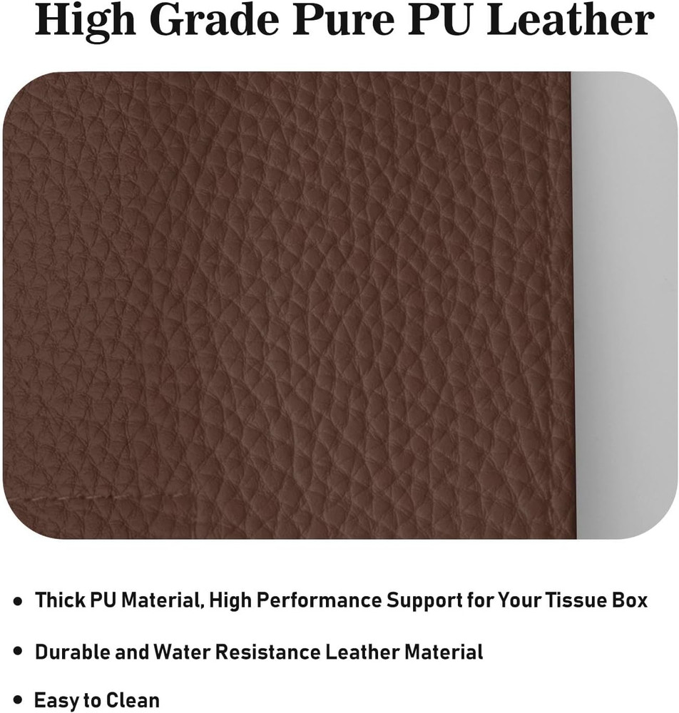 Tissue Box Cover Holder Square Tissue Cube Cover PU Leather Tissue Organizer wit