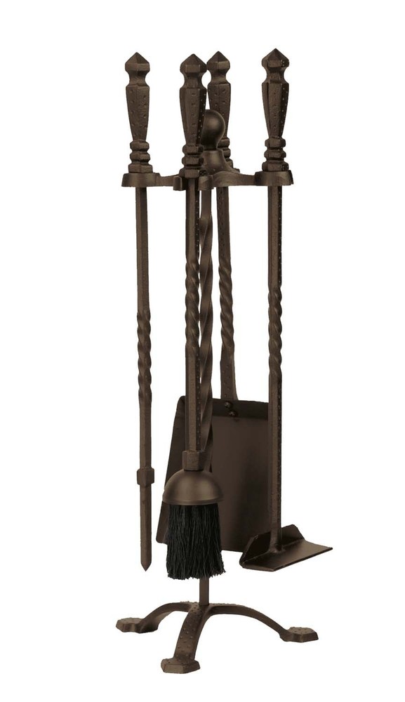 Dagan Five Piece Wrought Iron Stove Fireplace Tool Set, Bronze