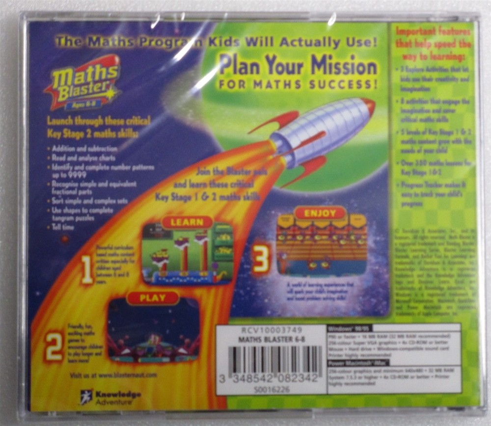 Software PC Knowledge Adventure Maths Blaster Ages 6-8 NEW SEALED Jewel