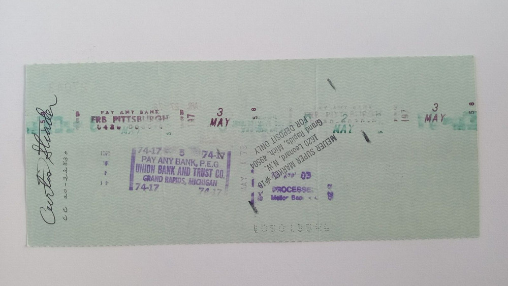 Curtis Strader: 1978 Pittsburgh Pirates Expense Check