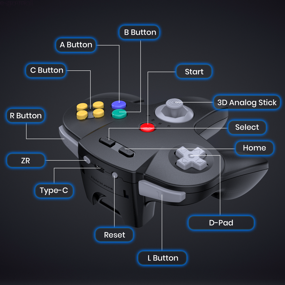 Wireless Switch N64 Controller for N64 NSO Steam/ PC Raspberry Pi Windows Mac