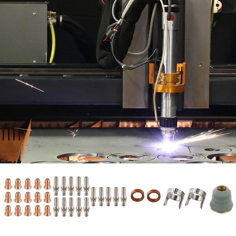 35PCS Plasma Cutter Torch Kit for IPT60 For PT40 Electrodes Tips Shield Cap