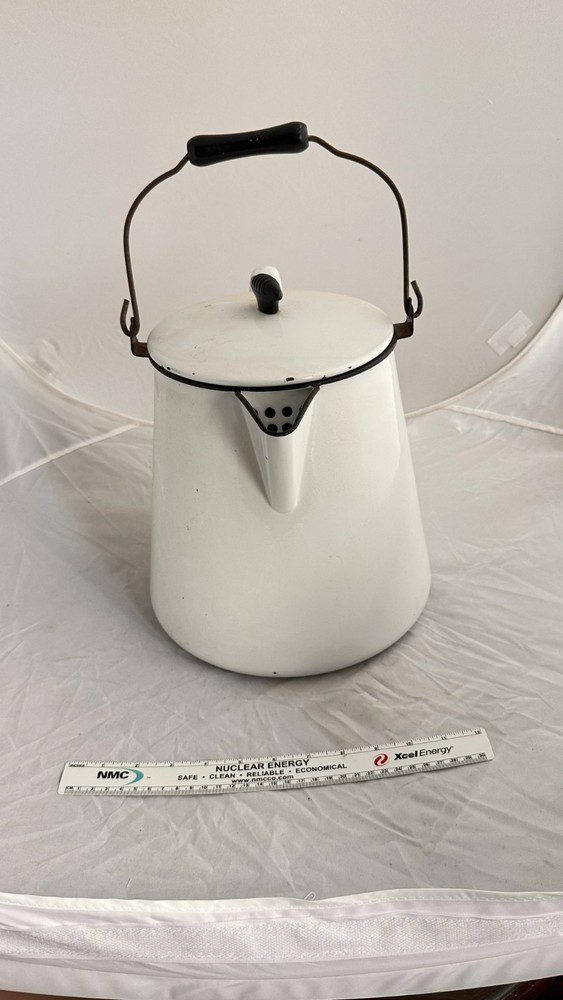 Vintage White Enamelware Coffee Percolator