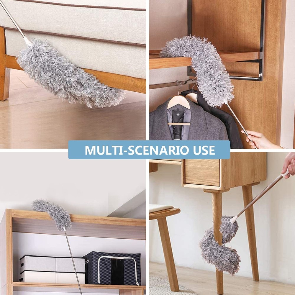 Microfiber Duster with Extension Pole(Stainless Steel) 30 to 100'', with Bend...