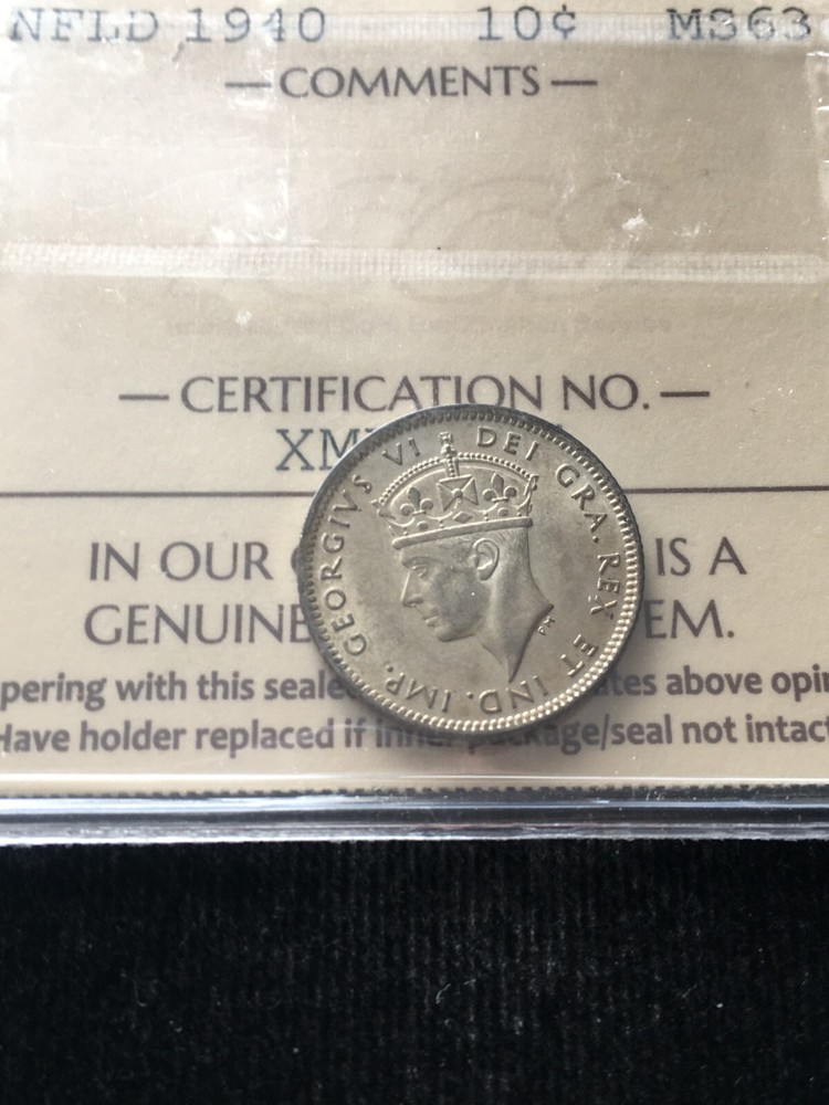 1940 ICCS Graded Newfoundland ¢10 Cent **MS-63**