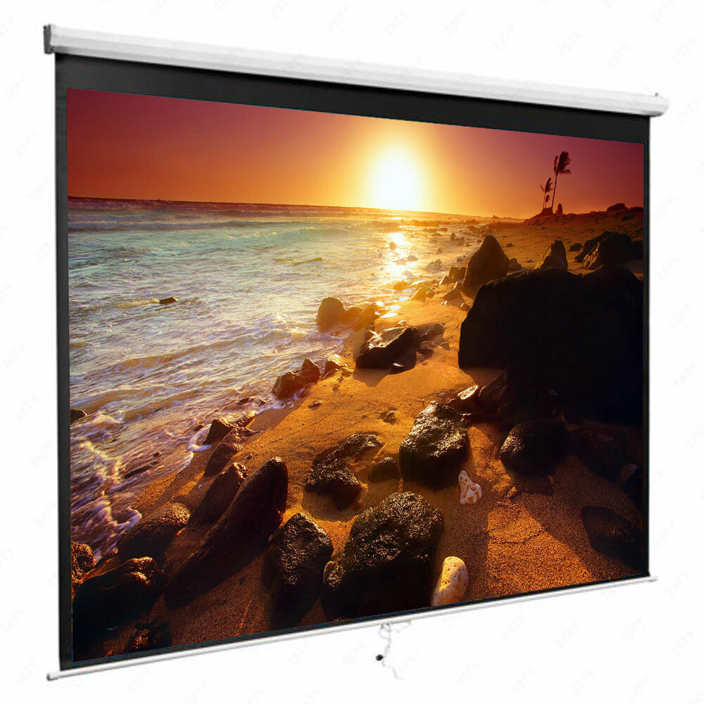 Portable 84" 16:9 Projection Screen Manual Pull Down Public Display Home Movie
