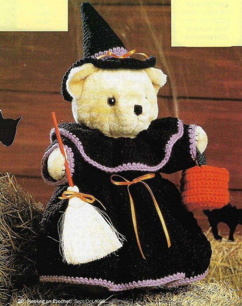 WITCH BEAR COSTUME 12" BEAR HALLOWEEN DIGEST SIZE CROCHET PATTERN INSTRUCTIONS