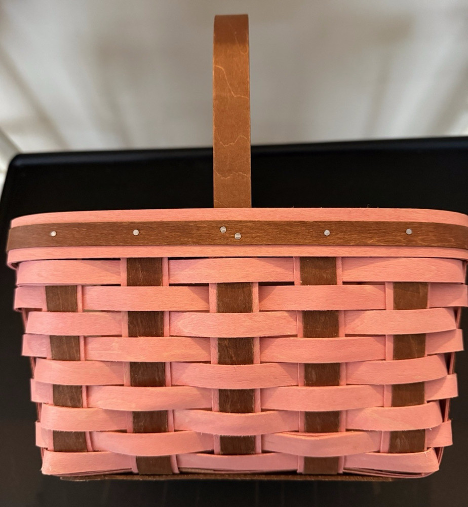 Longaberger Pink and Light Brown PEACH Spring Basket with Protector-Easter