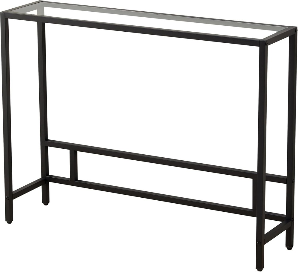 Small Modern Console Table Entryway Tempered Glass W/ Metal Frame Sofa Table