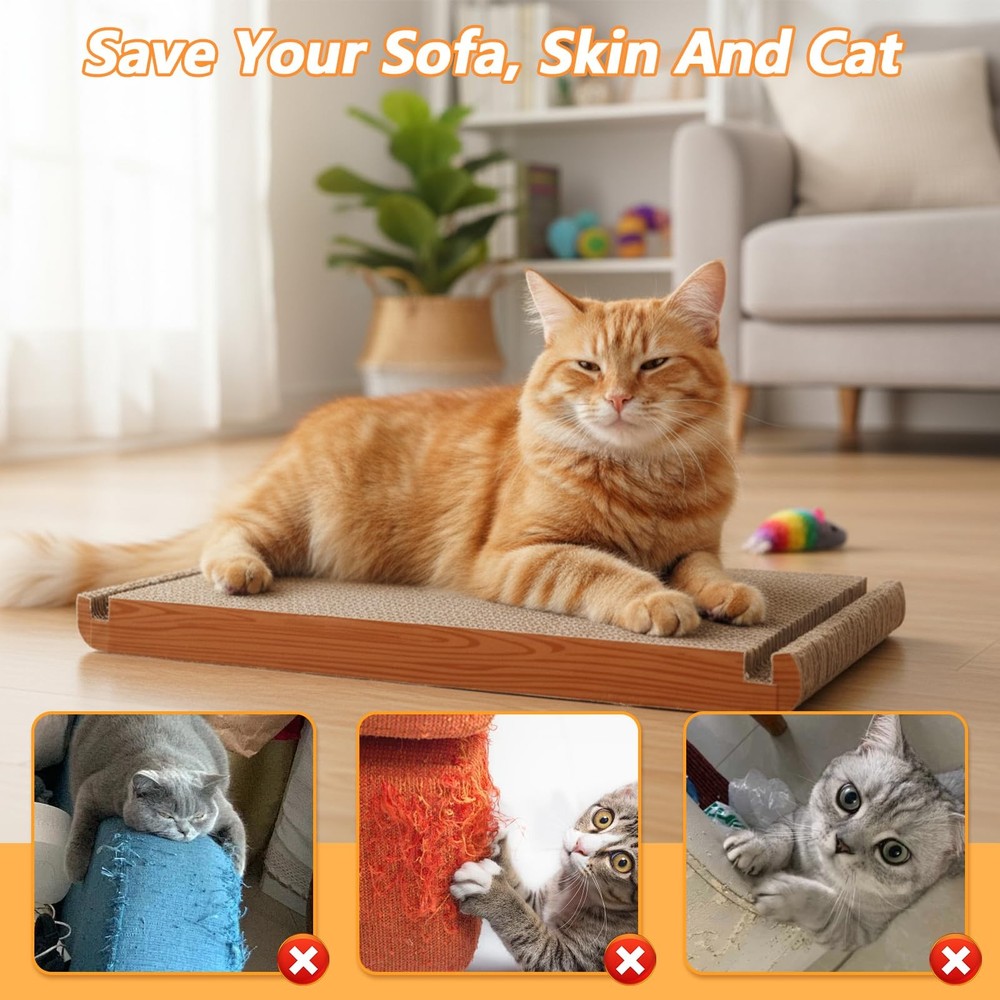 3-Sided Vertical Cat Scratching Post Foldable Triangle Scratch Pad Cardboard