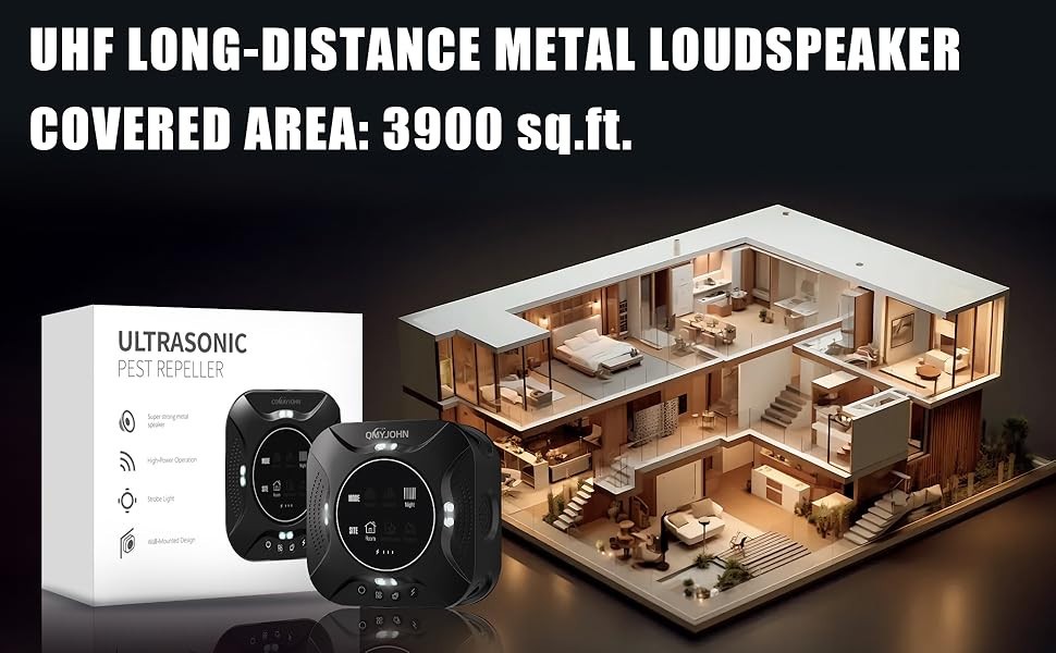 LED Display-Ultrasonic Pest Repeller with LED Strobe Light Multi-Mode - NEW