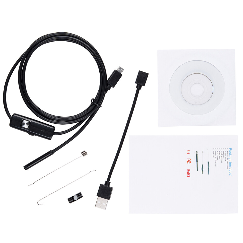 7mm 6.6ft 6 LEDS Endoscope Camera Car Mini Borescope Soft Wire for Android USB