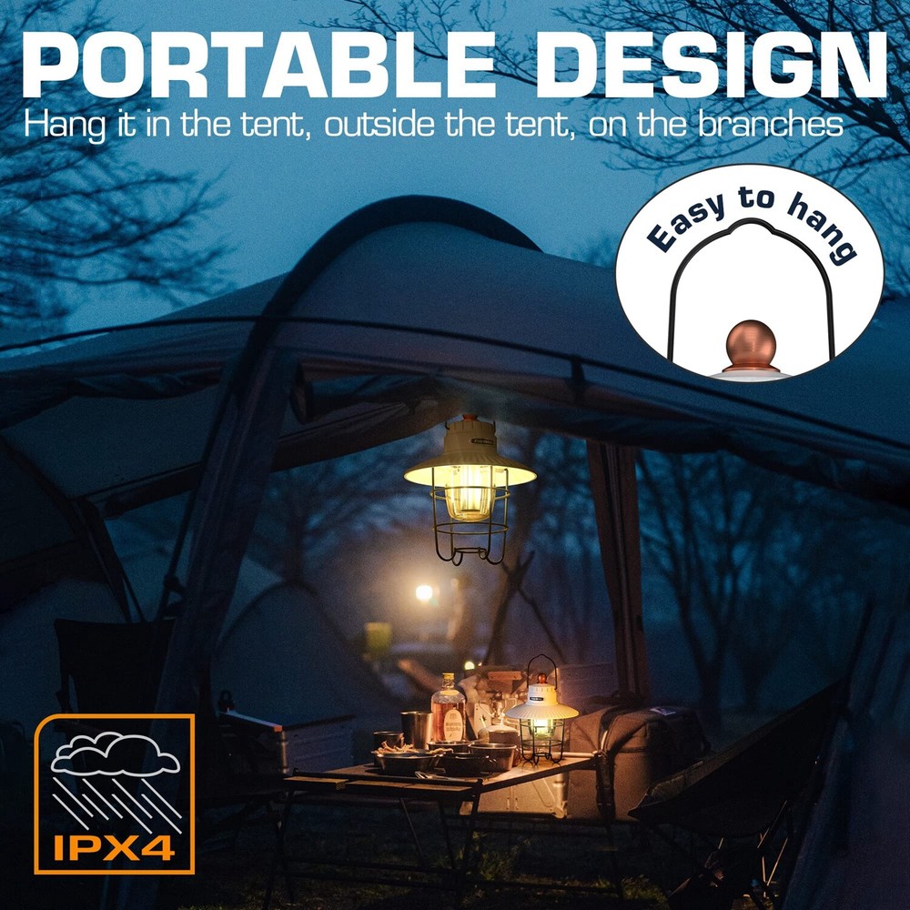 EverBrite 2PACK LED Camping Lantern with 3 Light Mode USB C Rechargeable Lantern