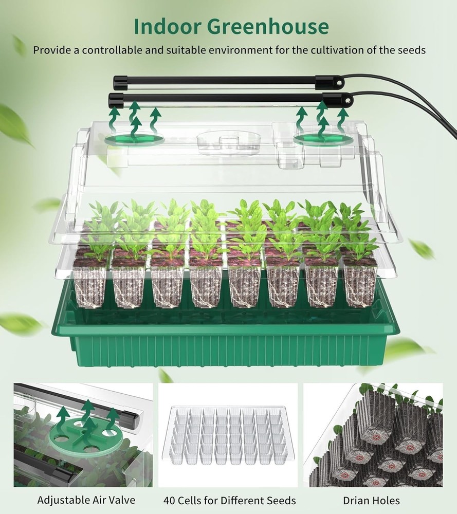 Complete Indoor Gardening Kit - 80-Cell Seed Starter with Humidity Dome & Tools