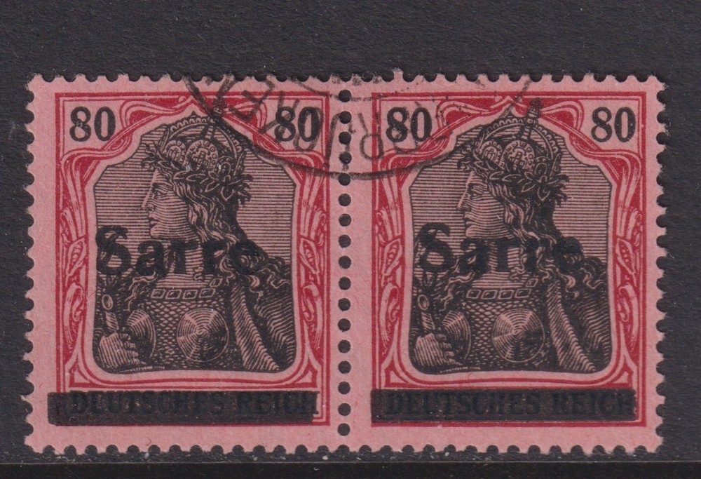 Saar 1920 MI 16 PAIR CANC VF / CAT VALUE $800