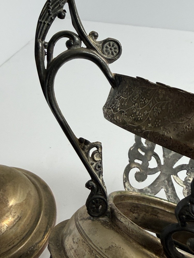 Vintage Silver Plated Blue Sugar Bowl Caster
