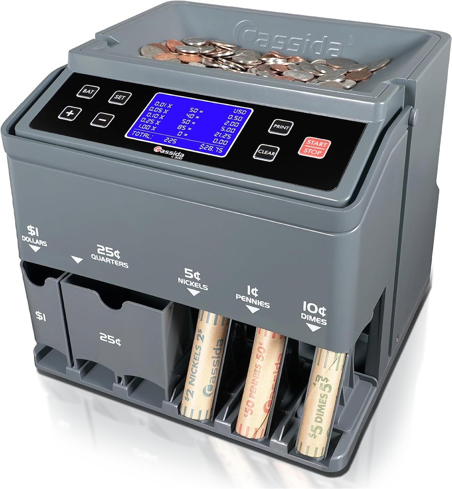 Professional USD Coin Counter Sorter And Wrapper/Roller With Quickload and Print