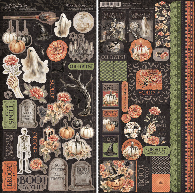 GRAPHIC 45 *GHOSTLY GREETINGS* COLLECTION BUNDLE ~ FALL HALLOWEEN *SHIPS FREE*